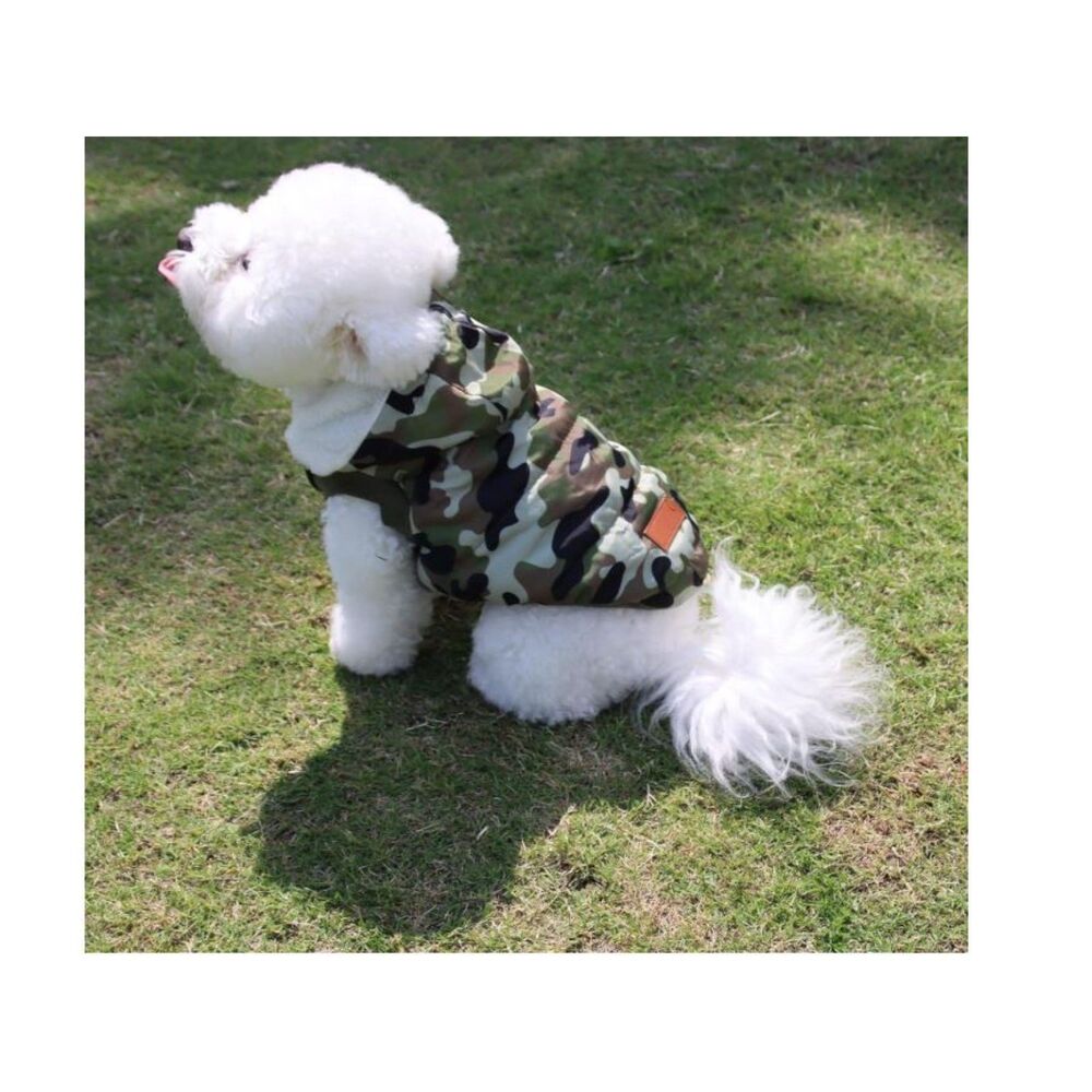 NEW Vecomfy Dog Fleece Lined Coat Hoodie Green Camo Print Hooded Size Large